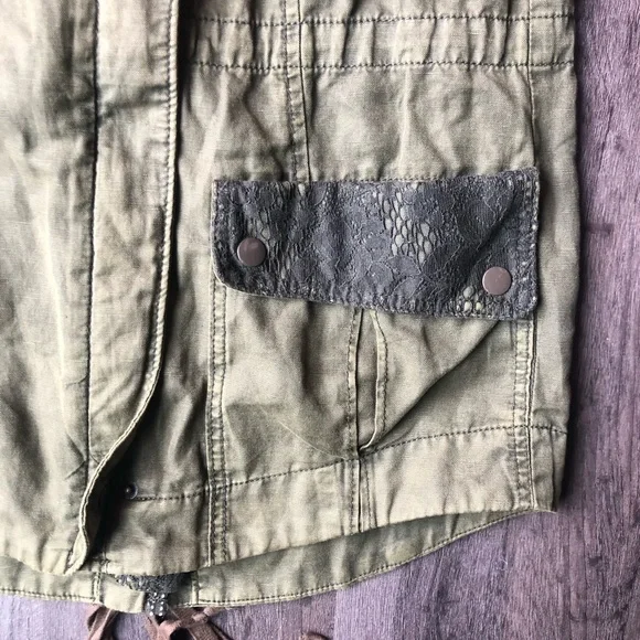Anthropologie x Hei Hei Military Jacket Women’s Small Army Green Utility Lace - Picture 4 of 15